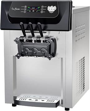 Soft Serve Ice Cream Machine Commercial & Home Use - 2+1 Flavors, 2200W, 5.3-7.4Gal/Hour | Auto Clean, Quiet Operation | Countertop Ice Cream Maker for Shops, Cafes, Parties