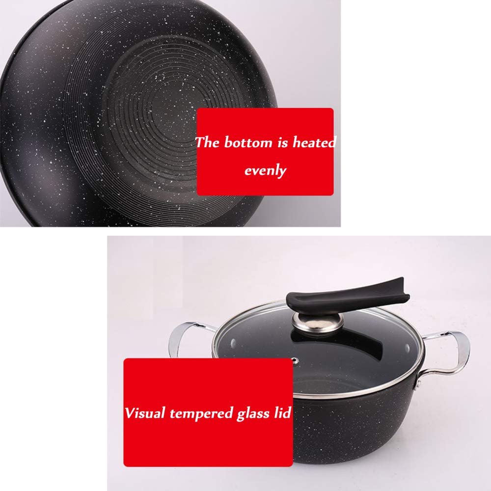 Pentola Cucina, pentole padelle, Set pentole in Alluminio pressofuso, Set padelle multifunzionali la casa con Coperchio in Vetro Rivestimento Antiaderente