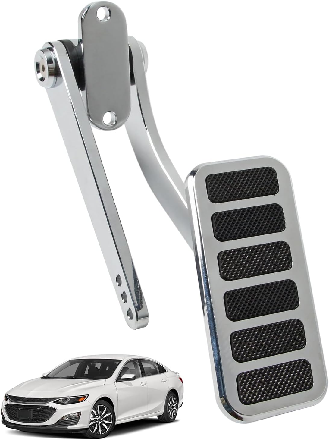 Polished Aluminum Throttle Gas Pedal Kit Compatible with Chevy Ford Mopar with 36Inch Adjustable Stainless Steel Braided Throttle Cable Replace 5657