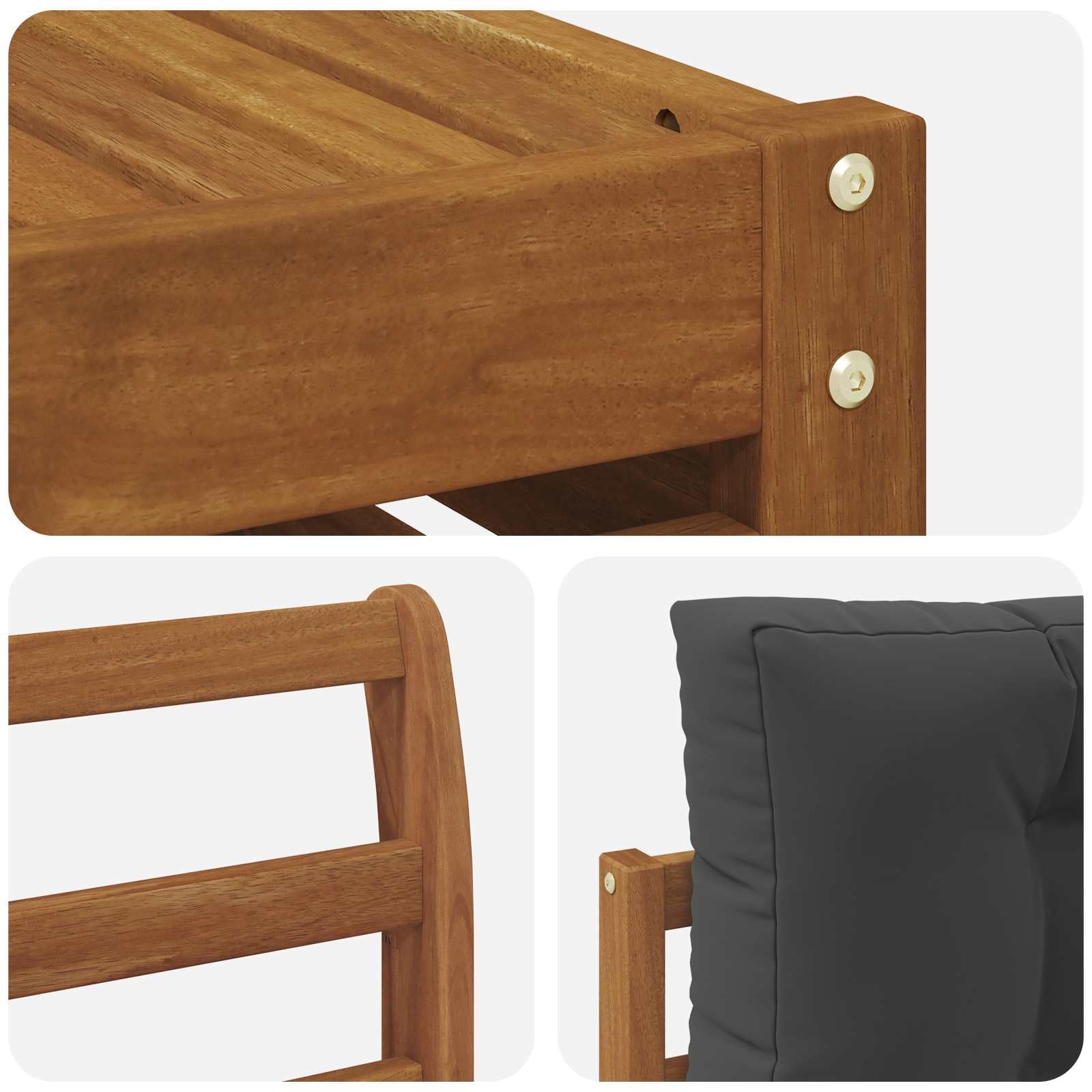 Conjunto de sofás de Exterior 9 pcs Madera de Acacia Natural y Antracita con Cojines modulares para terraza jardín hogar diseño listonado y Respaldo cómodo