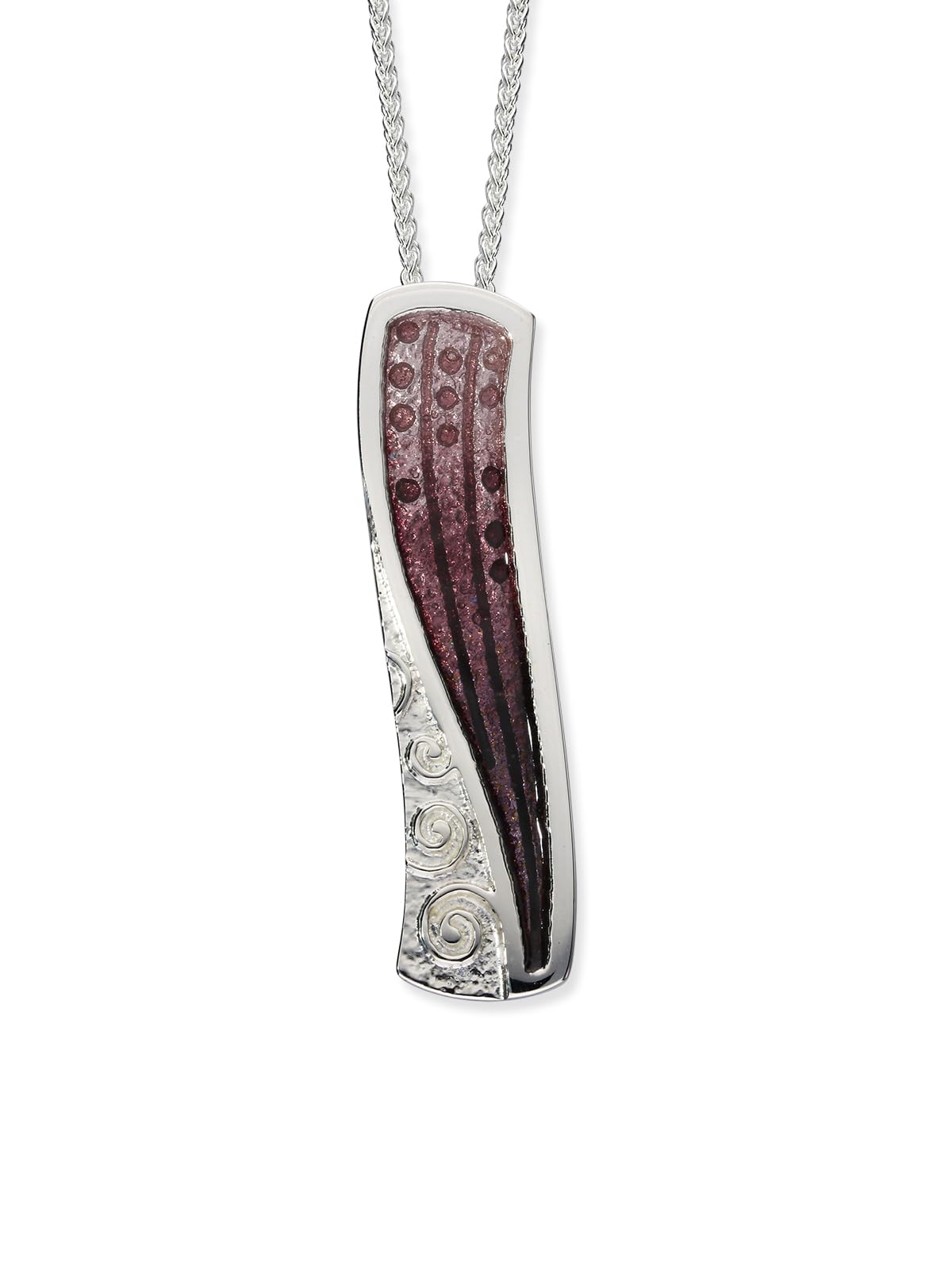 ORTAK 925 Sterling Silver Handmade Pendant Necklace | Hot Glass Hand Enamel In Grape Colourways | Mix Polished | Scottish Fine Jewellery | Made In Scotland
