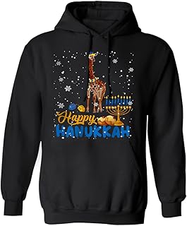 Happy Hanukkah Cute Hanukkah Chanukah Giraffe With Menorah Jewish Proud Lover Gifts Hoodie