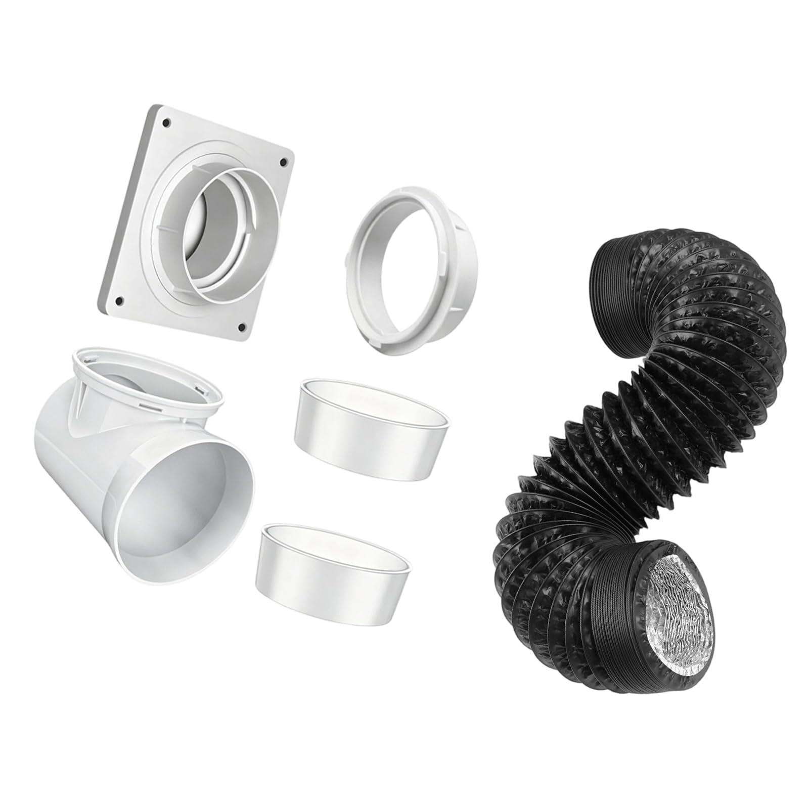 Oxxggkao Easy Install Dryer Ventilation Set Has 4 Inch Flexible Pipe and Reinforced Connectors Dryer Venting Structure