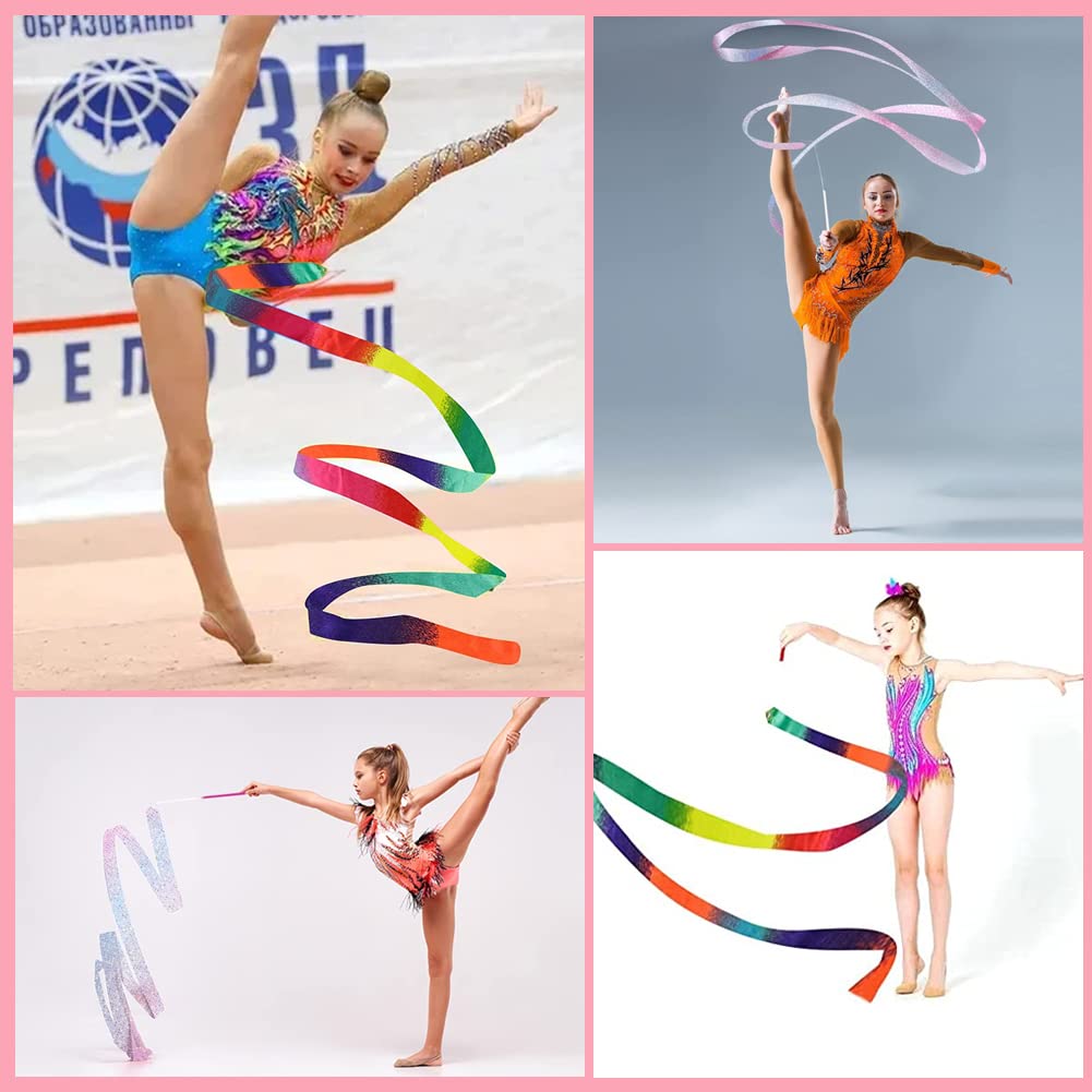 COYUN Lot De 2 Rubans De Gymnastique Rythmique – 2 M, Pailletés, Pour Enfants – Danse Artistique Et Entraînement