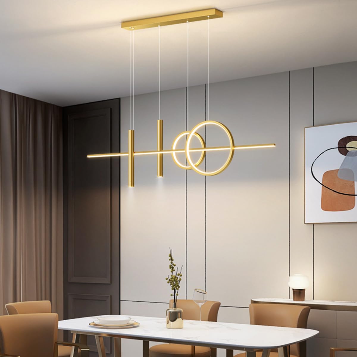 Lámpara colgante de mesa comedor LED regulable moderna con mando 8