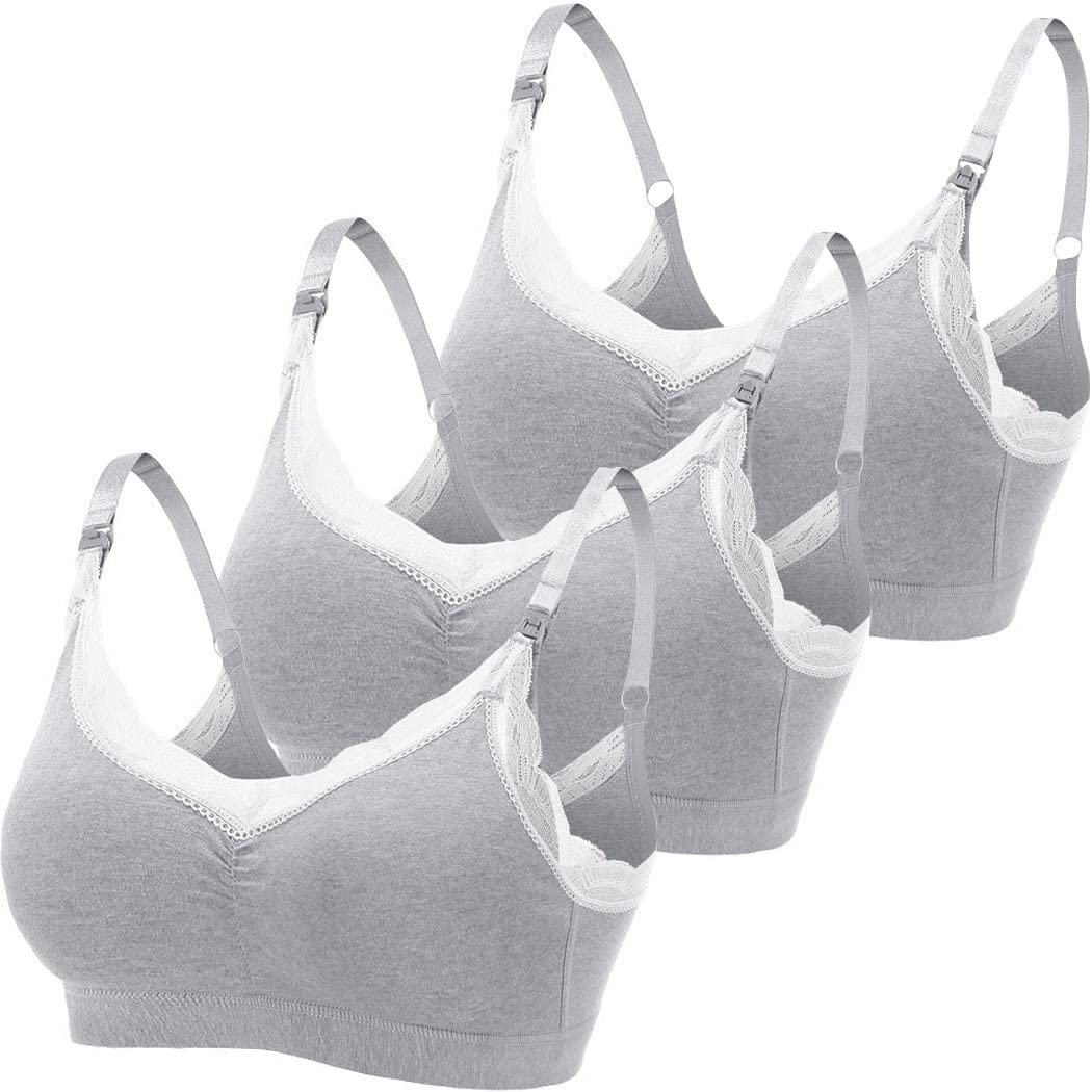Set da 3 Reggiseno Allattamento in Cotone Senza Ferretto Donna Reggiseni Premaman e da Allattament Senza Cuciture