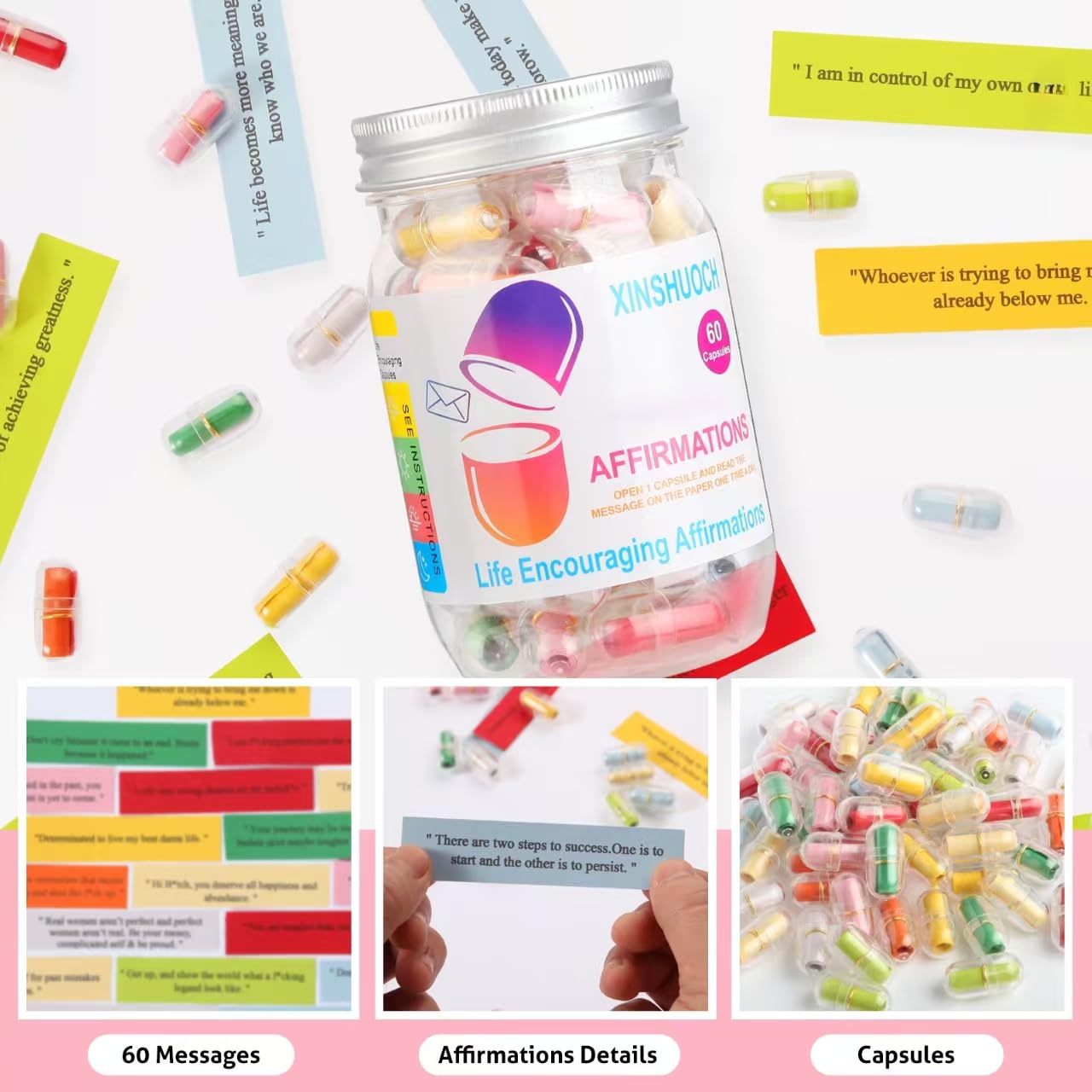 Bocal D'affirmation - 60 Messages Humoristiques Inspirants, Pot De