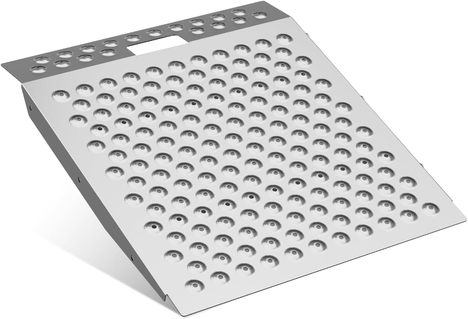 24" L x 29" Shed Ramp for Lawn Equipment, 750 LBS Portable Threshold Loading, Supporting Anti-Slip Ramp with Punch Plate Surface for Wheelchairs, Lawn Mower, ATVs, Garages & Barns, Carbon Steel 1PCS-new