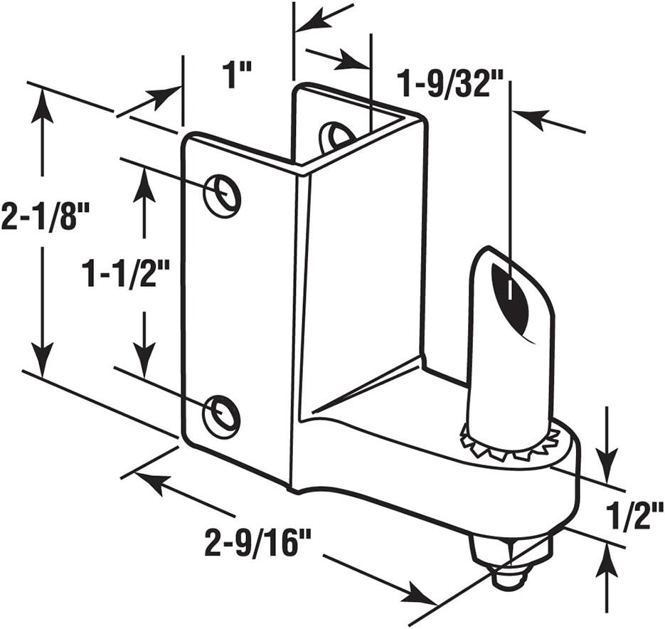 Prime-Line 656-8843-T Post Mounted Gravity Pivot Hinge, 1 In., Zamak Construction, Chrome Finish, 1/2 In. Pintle, Bottom Hinge (Single Pack)