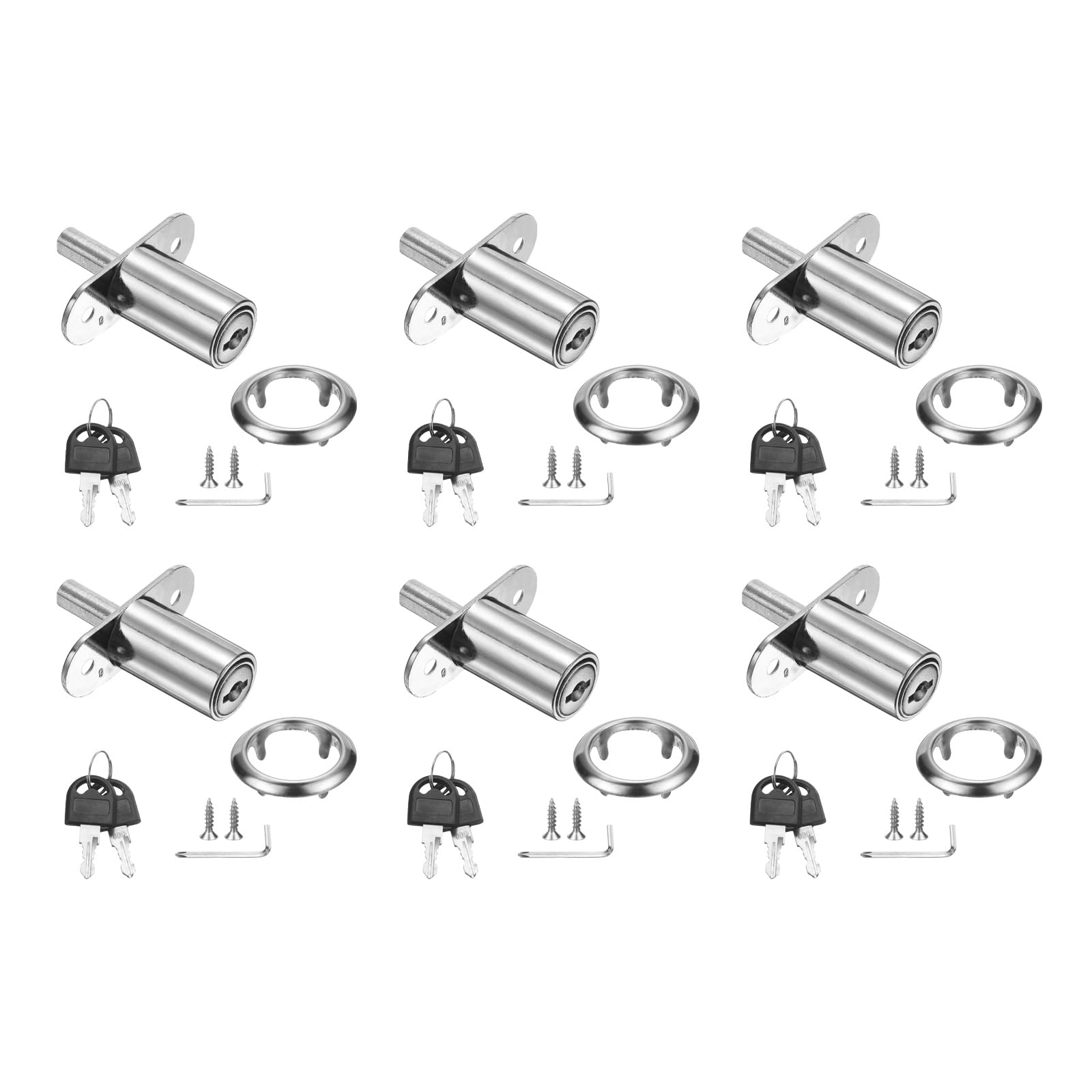 Serrure coulissante alliage zinc PATIKIL robuste pour armoire, verrou à plongeur de bureau x6