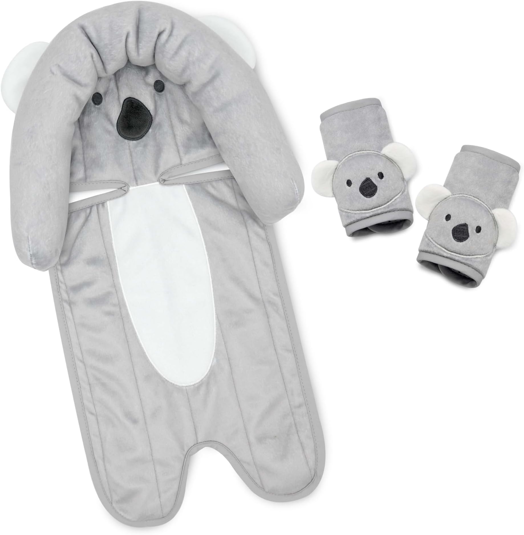 Travel Bug Baby & Toddler 3-Piece Head Support & Strap Covers Set for Car Seats, Strollers & Bouncers … (Koala)