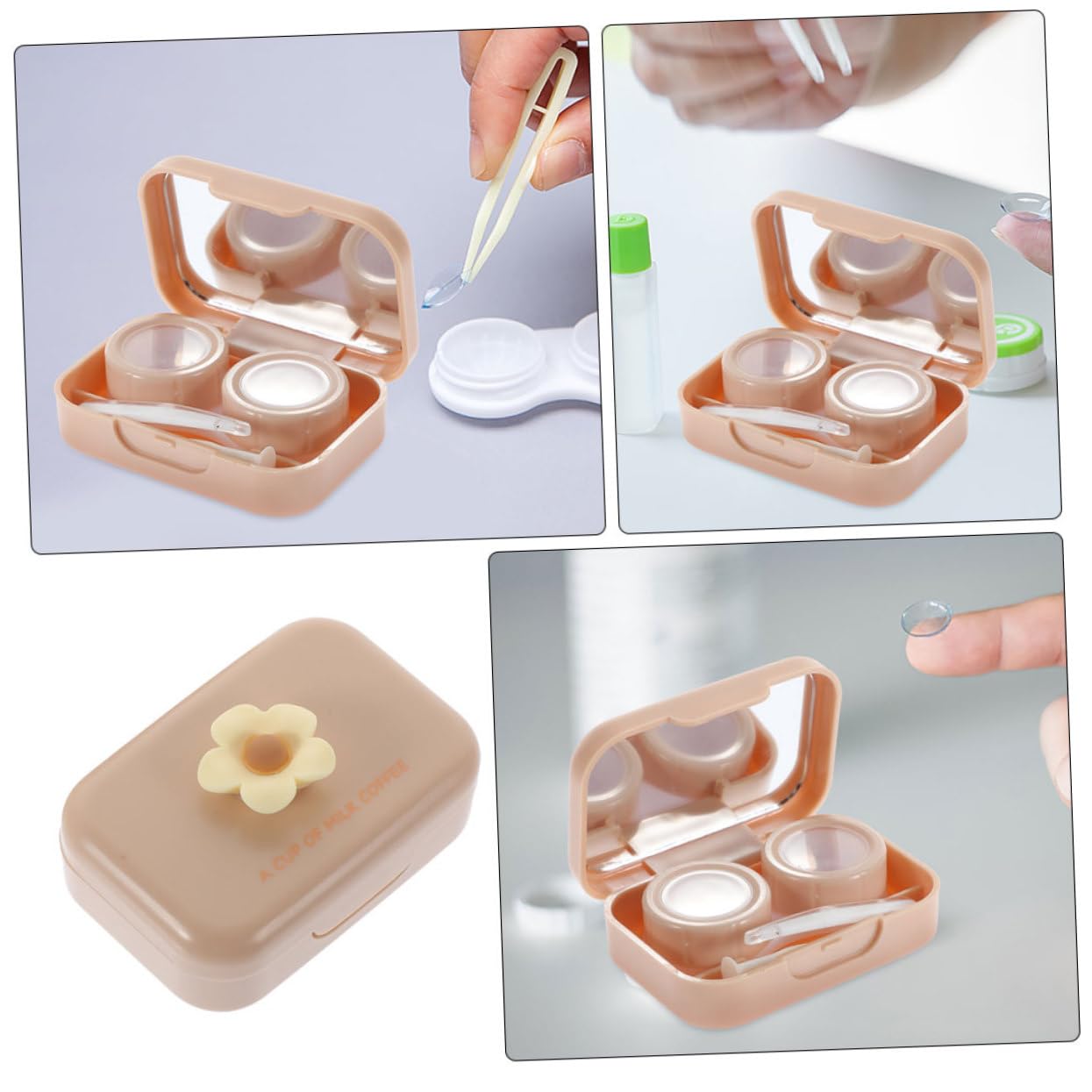 10 Set Astuccio piccolo Portatile Trasporto scatola adorabile organizer per obiettivi porta lenti a contatto da viaggio squisito porta lenti a contatto pp