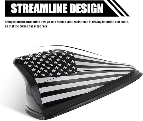 Miniatura 3 de 1 antena de ala trasera para techo automático, 6.37 x 3.11 x 2.75 pulgadas, antena de radio de señal de arco liso, ABS con bandera estadounidense,