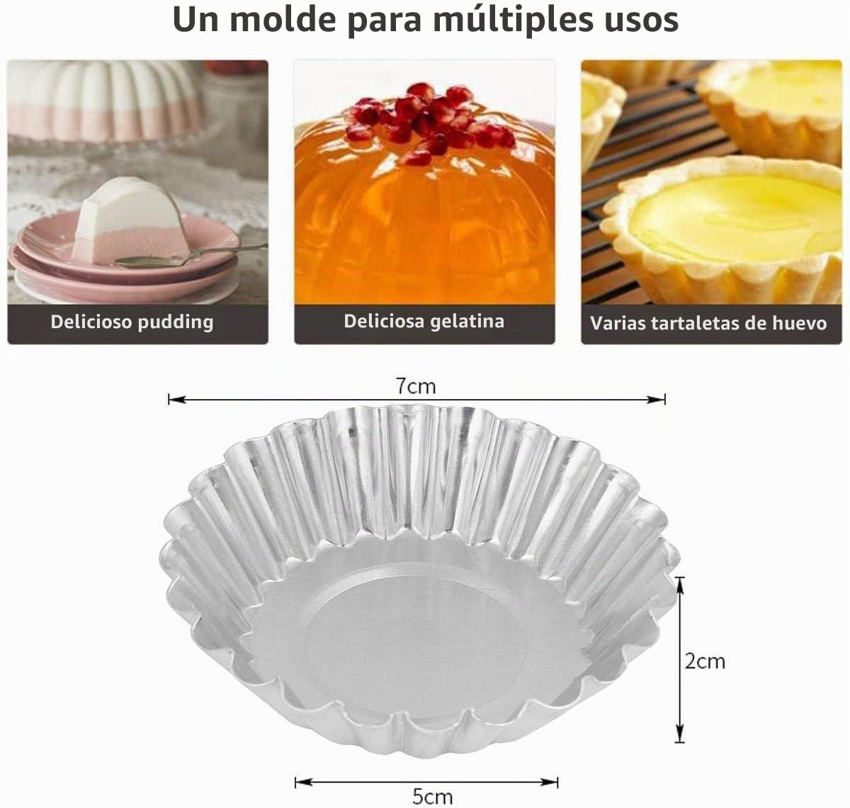 50 Piezas Molde de Tartaleta de Huevo Aluminio, Moldes Mini Tartaletas No Adhesivo y Reutilizable, Molde para Magdalenas,Moldes para Hornear,Molde del Pudin para Galletas