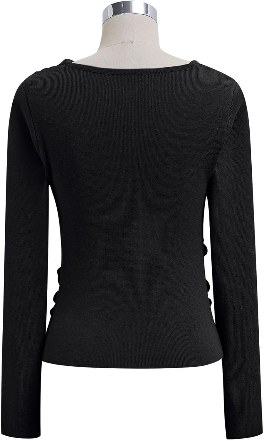 CHICWISH Women Casual Long Sleeve Pullover Top Side Knot Ruched Blouse Slim Fitted Basic Solid Knit Tops Fall Trendy