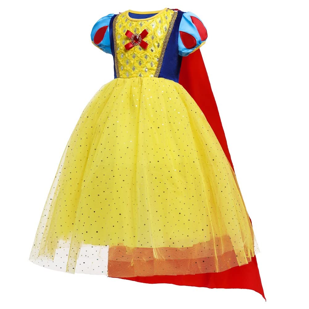MYRISAM Kostium Królewny Śnieżki z peleryną, dziewczynka, sukienka księżniczki, urodziny, karnawał, Boże Narodzenie, Halloween, Cosplay, sukienka na imprezę, wesele, długa tiulowa sukienka balowa
