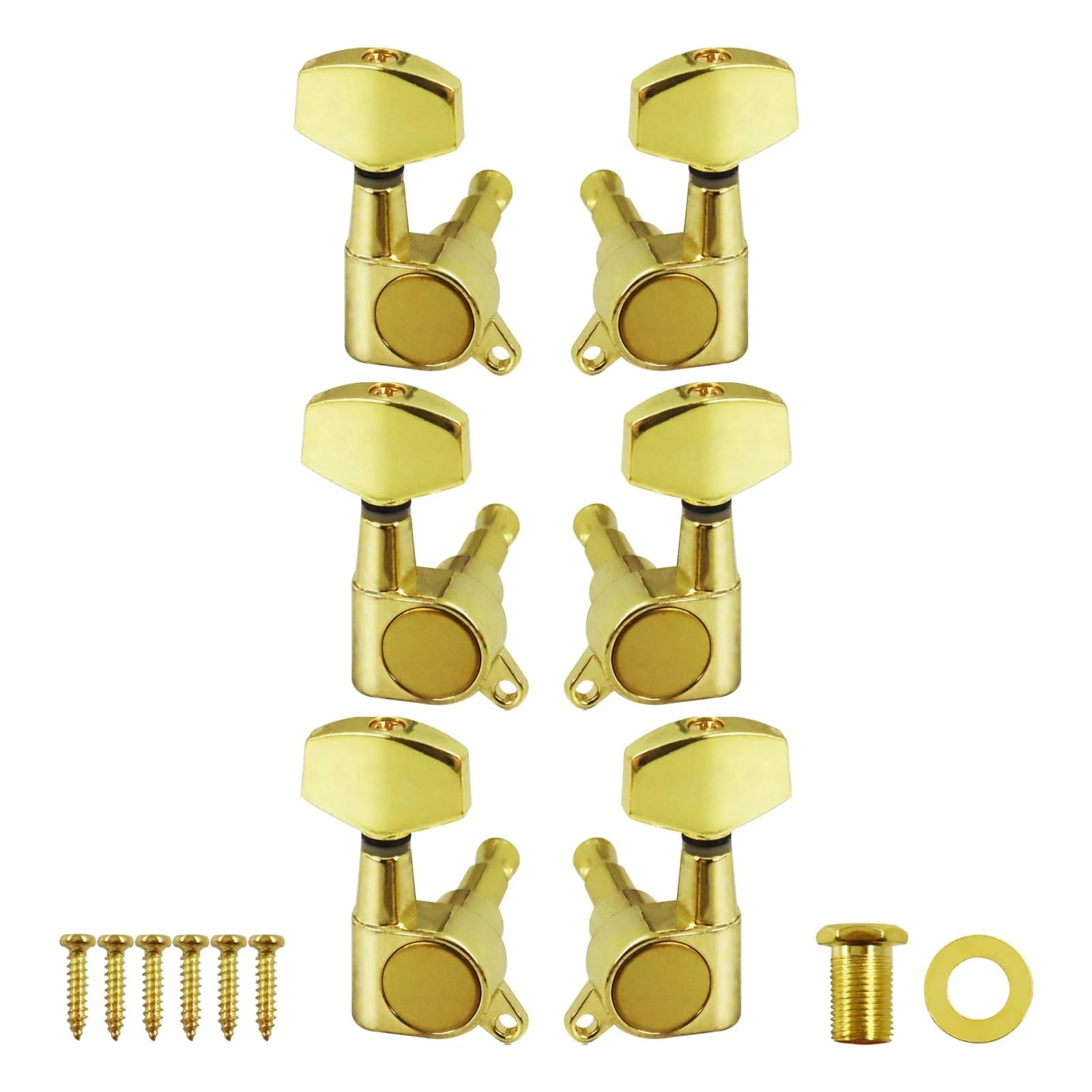 Set Di Meccaniche 3L3R Accordatori for Chitarra Elettrica Acustica Pioli Chiavi Sigillate for Parti Di Chitarra, Nero/Cromo/Oro(Golden Set)
