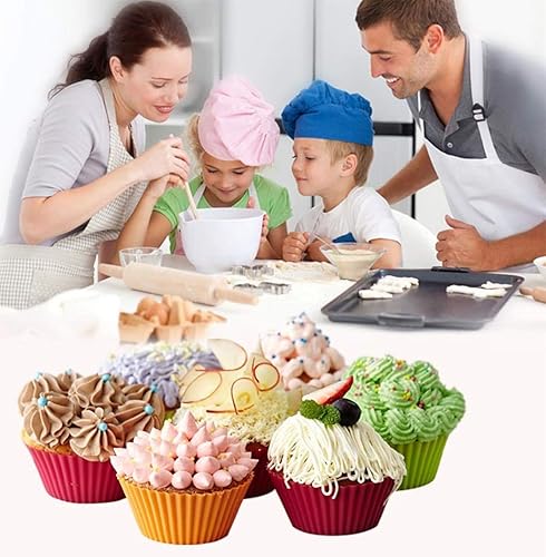 Miniatura 6 de Reusable Silicone Cake Mold 24PCS, Small Baking Cup Truffle Cake Pan Set 8 Colors Non-Stick