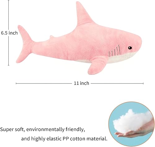 Miniatura 4 de MUPI Animal de Peluche Tiburón 11" Lindo Juguete de Tiburón Almohadas de Peluche Tiburones Suaves de Algodón Peluches Animal Marino del Océano Rosa