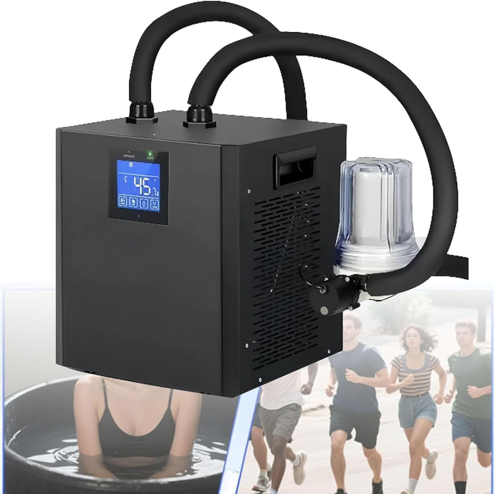MINHUIJIHUI Ice Bath Water Chiller, Cold Plunge for Home Recovery, Easy Setup, with Filter, Water Pump and Insulated Hoses, 1/3hp Powerful Cooling, for Athletic Recovery and Home Wellness Routine