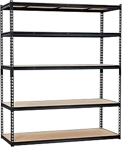 PeakPursuit 5-Tier Adjustable Metal Storage Shelving Unit, 60 x 24 x 72 inches, Heavy Duty Garage and Utility Storage