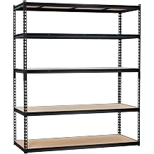PeakPursuit Storage Shelving Unit, 5-Tier Adjustable Metal Storage Shelves, 60" L x 24" W x 72" H Heavy Duty Garage Storage Shelves for Kitchen Pantry Basement Bathroom Laundry