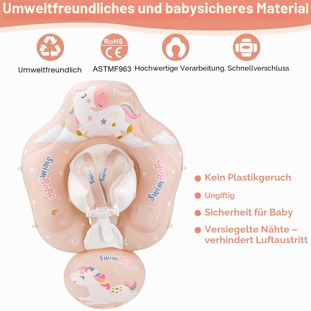 Schwimmring Baby ab 6-36 Monate, Schwimmring mit Sonnendach Entfernbar, Aufblasbare Schwimmtrainer mit Anti-Umkippen Float