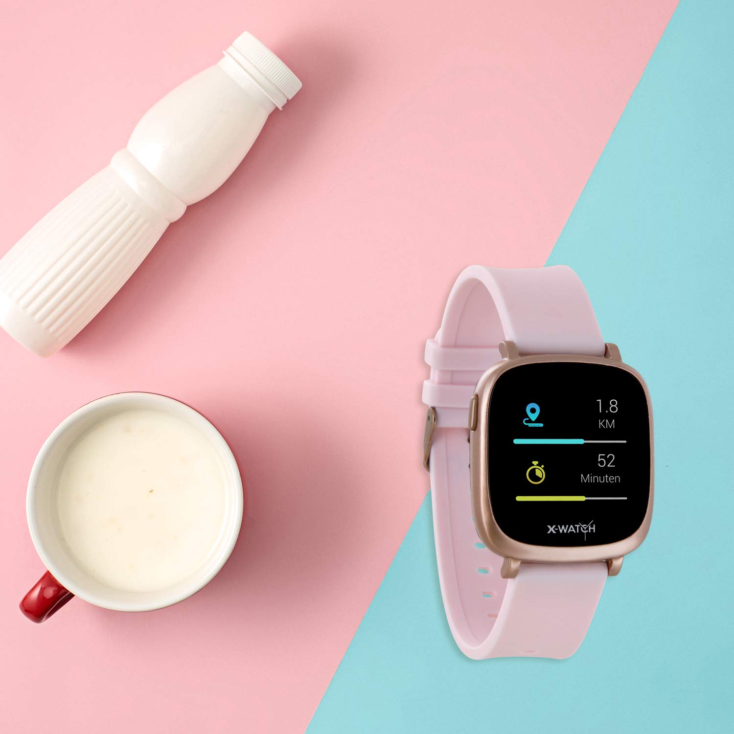 X-WATCH 54039 IVE XW FIT, monitor fitness, pulsometr, licznik kalorii, ekran dotykowy 1,3", krokomierz, analiza snu, trening, do systemów Android i iOS, różowy