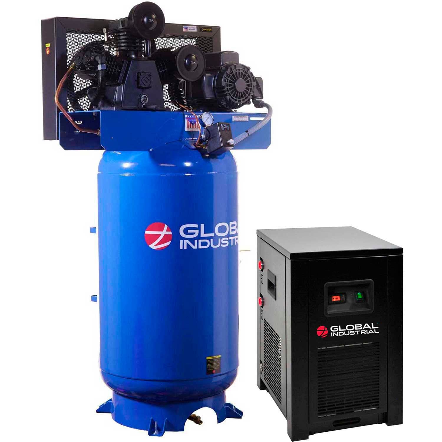 Two Stage Piston Air Compressor w/Dryer by Global Industrial – 80.0 gallons, Steel, Model 133681