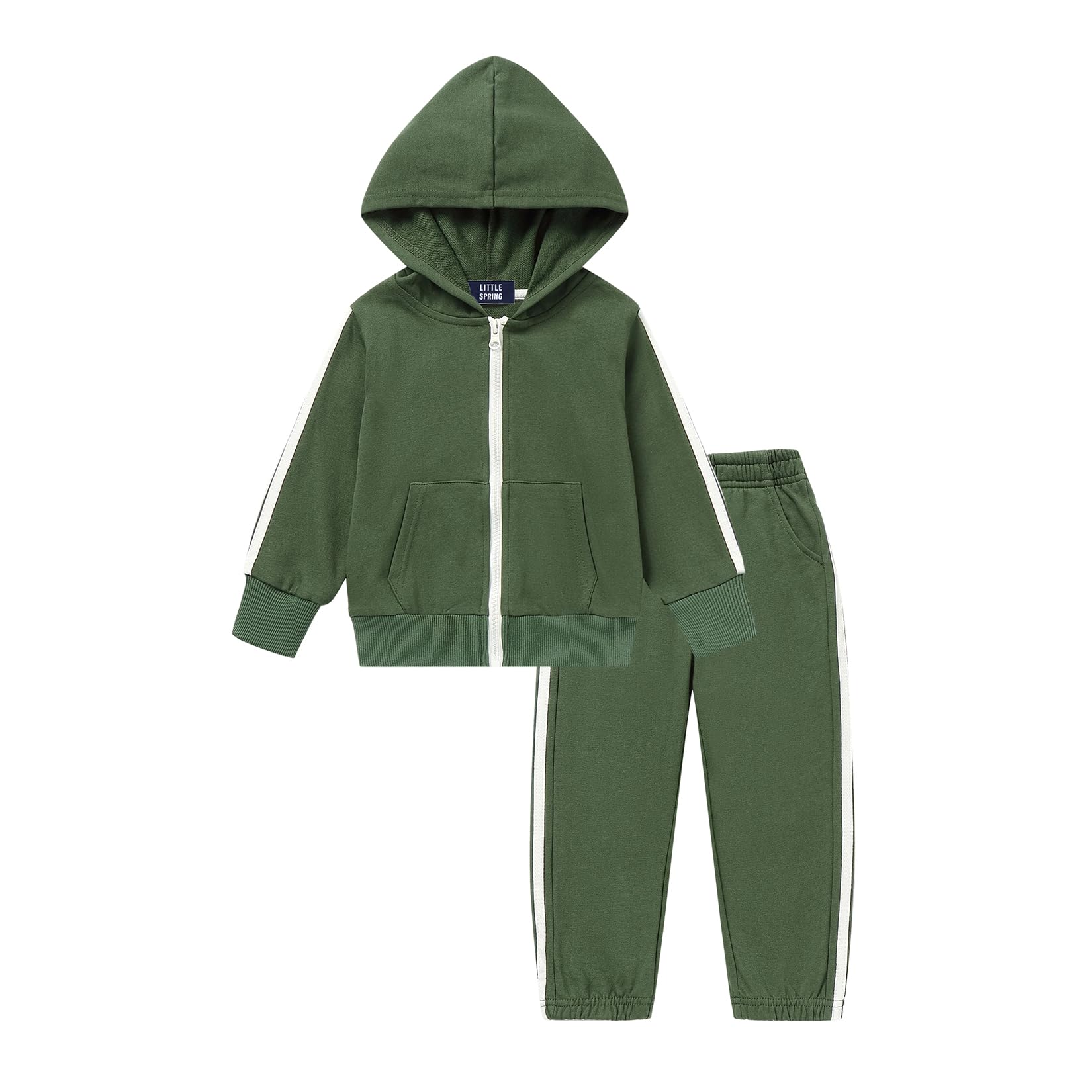 LittleSpring Little Boys Tracksuit Zip Up Athletic Hoodie and Jogger Pants 2-Piece Set