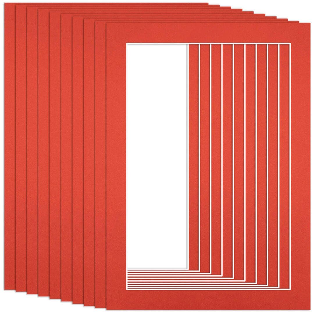 Procut Global 7x5" Poppy Red Picture Mounts to Fit 6x4" Aperture - Precision Cut Cardboard Photo Mount - Ideal for Frames, Prints, Artwork & Certificates - Sizes & Colours Available - 10 Pack โ image 1