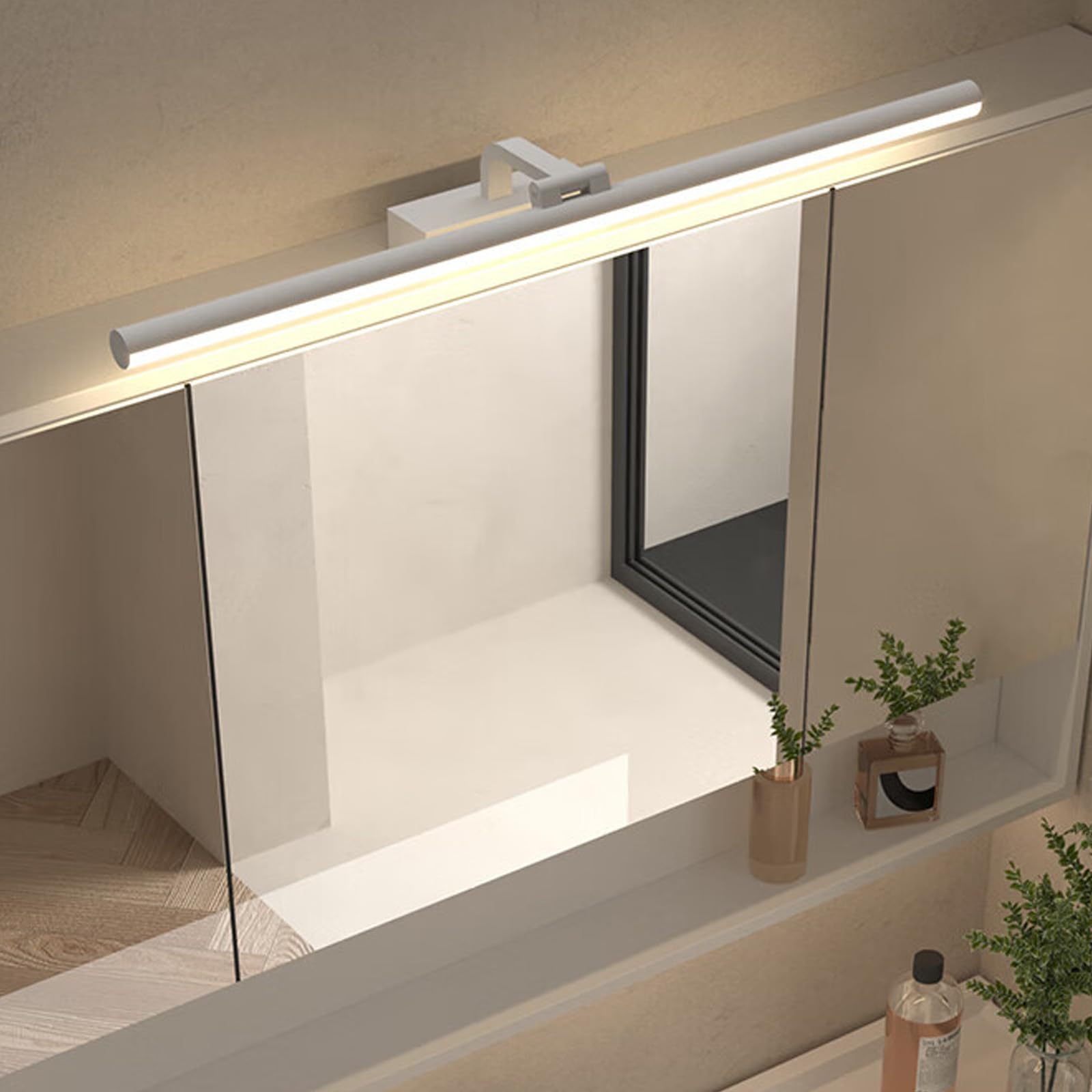 LED Lámpara de Espejo Baño Apliques de Pared Giratorio 180° Ángulo Ajustable Luces de Pared Interior Impermeable Iluminación Armario con Espejo Sala de Estar Dormitorio (Negro Luz Neutro,70cm)