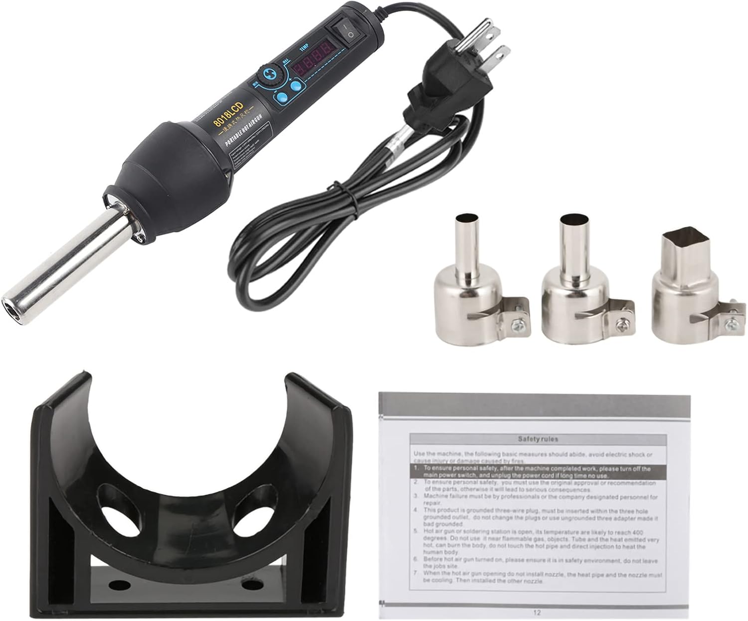 Heat Guns Heat Shrink Gun Kit, 650W LED Digital Display Adjustable Electric Hot Air Gun Electrical Solder Heat Gun 8858-I 110V/220V for DIY Shrink Wrapping(8858-I