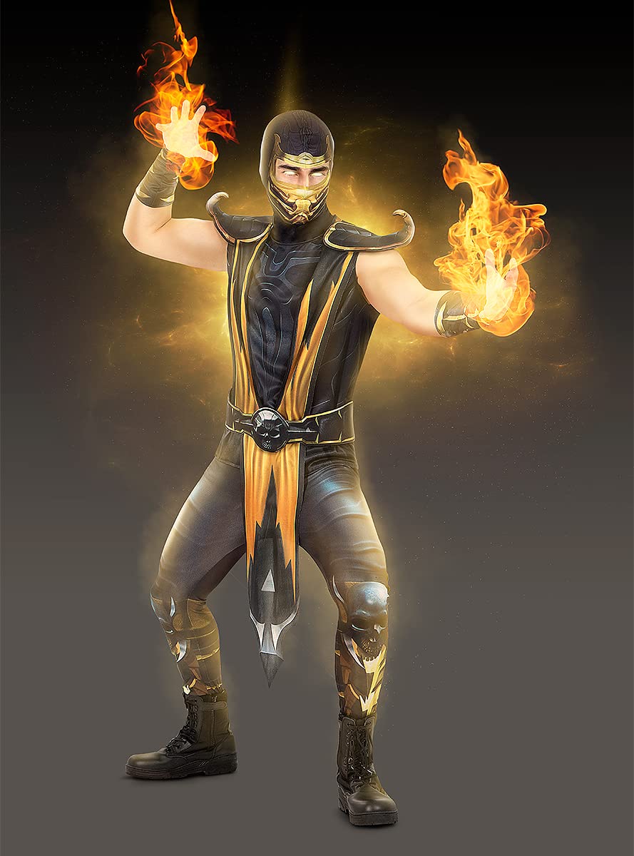Funidelia | Costume da Scorpion Mortal Kombat per uomo Videogiochi - Costume per Adulto e accessori per Feste, Carnevale e Halloween - Nero