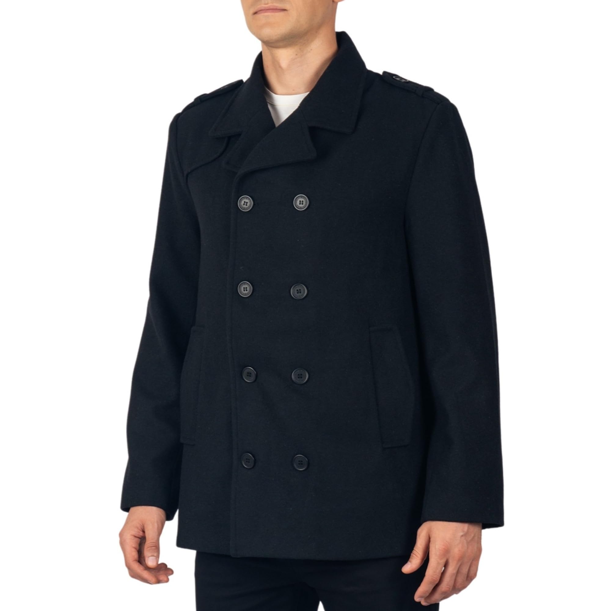 Jake Mens Wool Pea Coat Double Breasted Peacoat Jacket