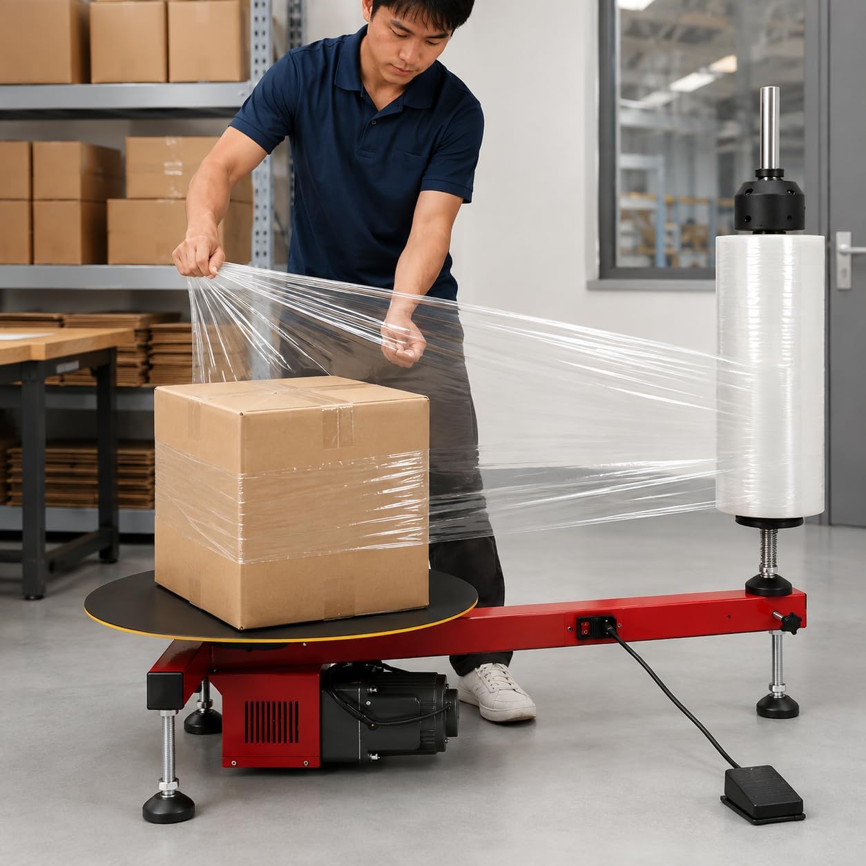 Elektryczna maszyna do owijania folii stretch, gramofon 60 kg, 30 obr./min