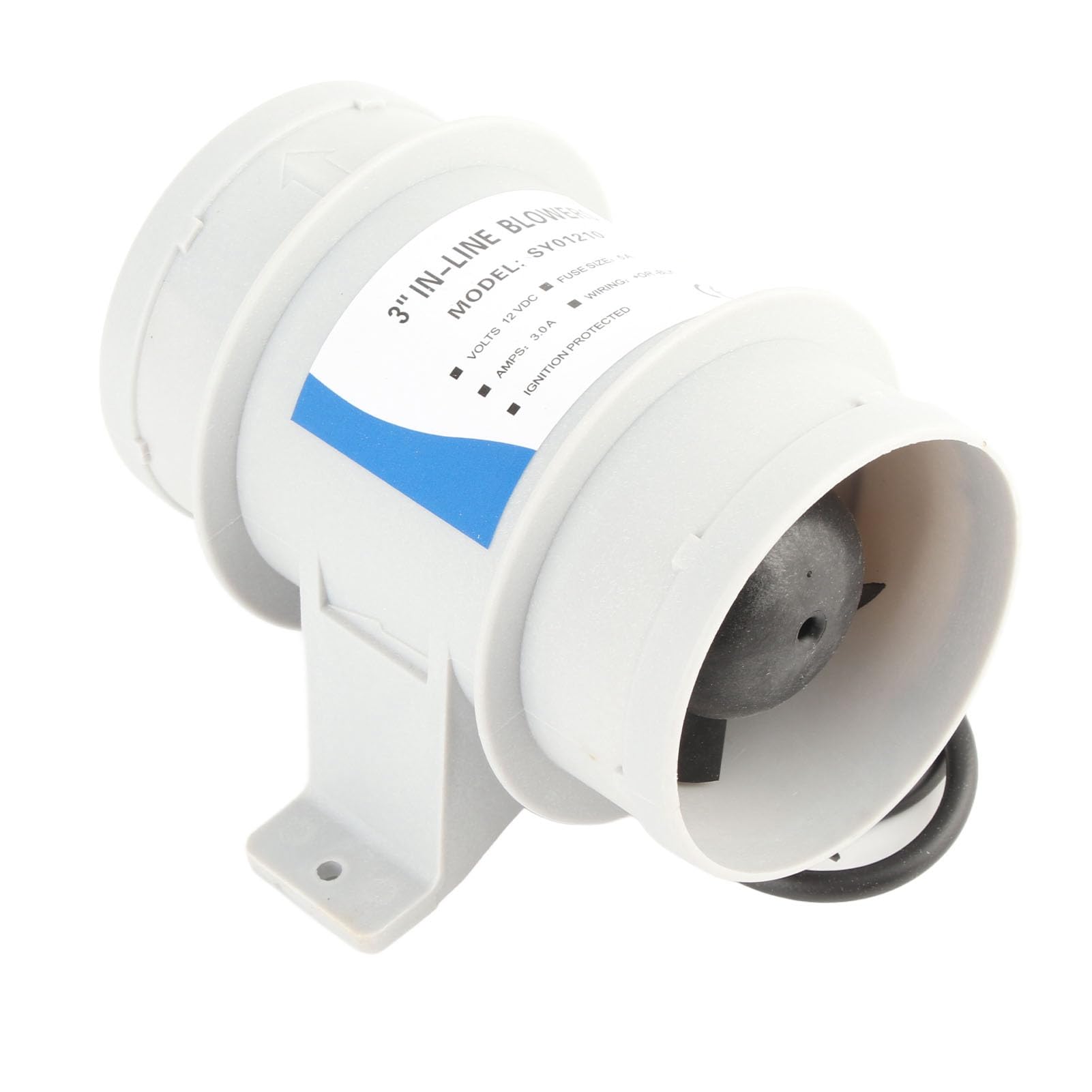 Locadence 3 in 12V Inline Blower, 5 Blade Fan 3In Interior Diameter Vent Hose Marine Bilge Air Blowe RV air Vent Fan for Yacht Sailboat Boat