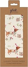 Glick 4 Sheets of Birthday Sausage Dog Floral Tissue Paper. Each Sheet Measures 75 x 50cms When Opened and is Suitable for Birthdays & Other Celebrations