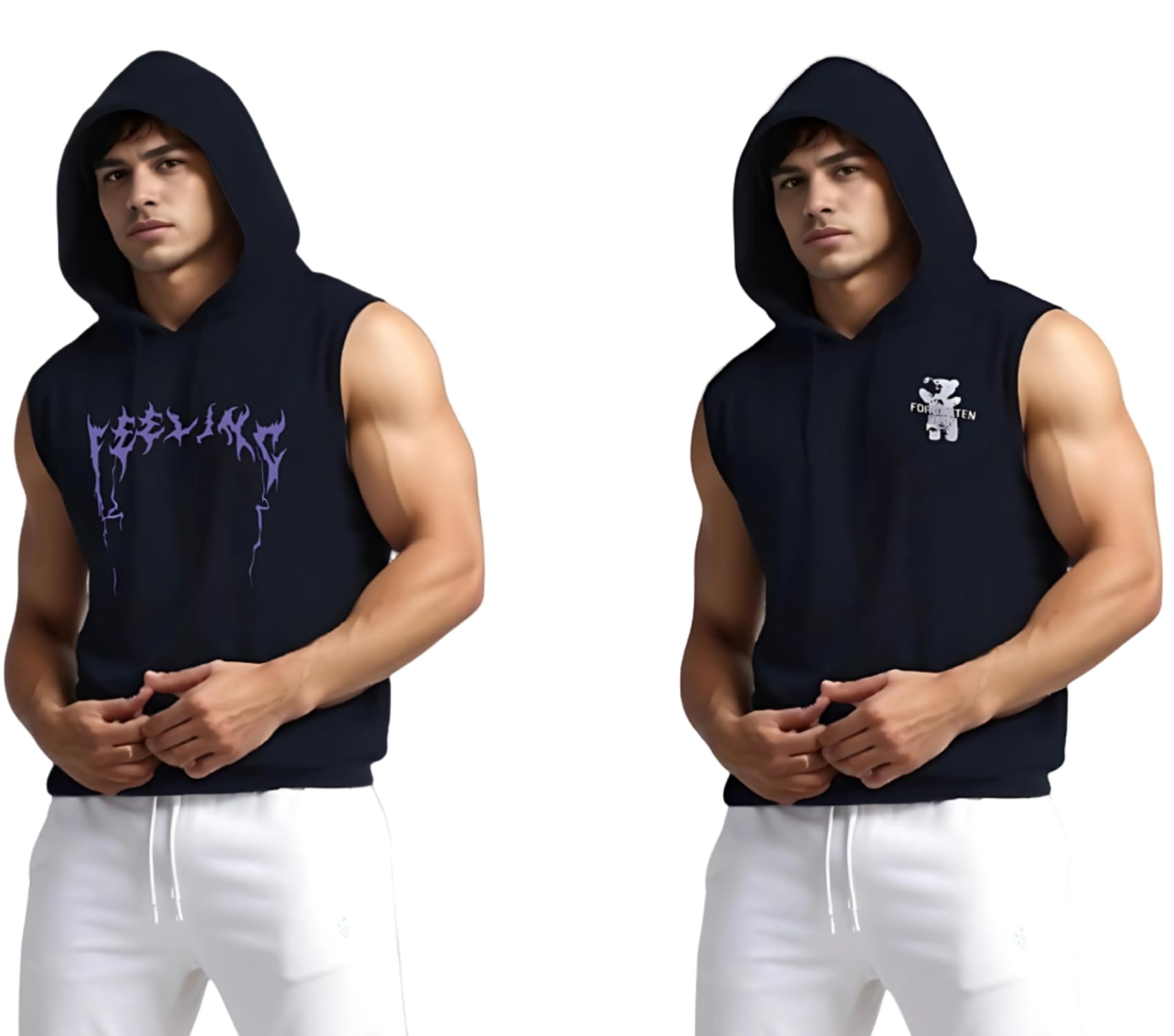 looks united Men's Printed Sleeveless Vest Combo Pack of 2 Activewear Tank Tops-picture-12