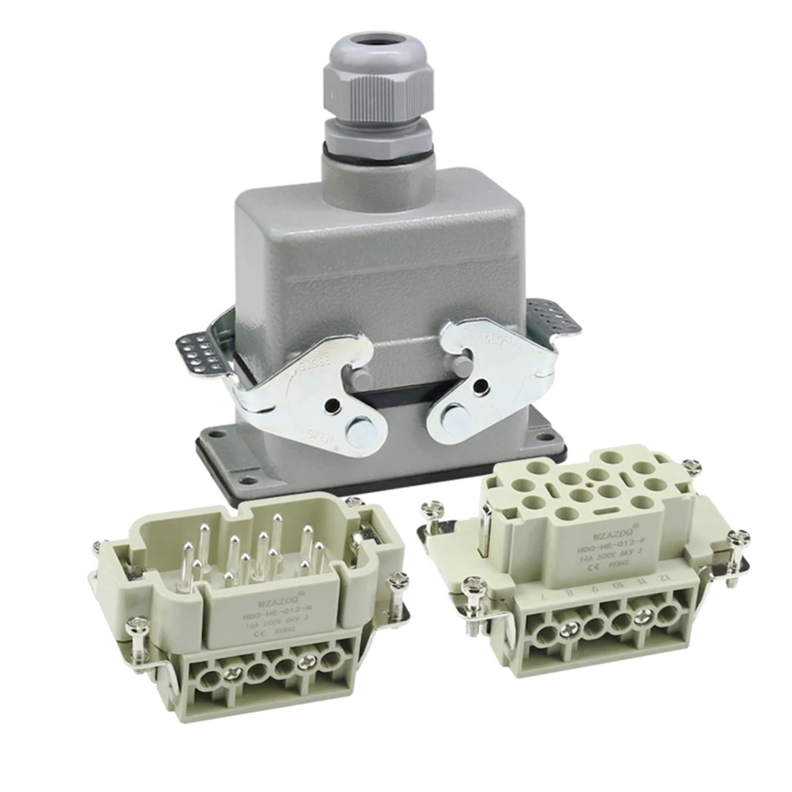 HDC-HE-012 Heavy Duty prostokątne złącze do przemysłu lotniczego, gniazdo 12-rdzeniowe, 500V, 16a, 1 szt. (12 pinów top line)