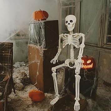 36 Halloween Skeleton Decorations Realistic Full Body Movable Joint for Haunted Houses, Front Lawn, Graveyard Props Plastic Hanging Skeleton fot Indoor/Outdoor