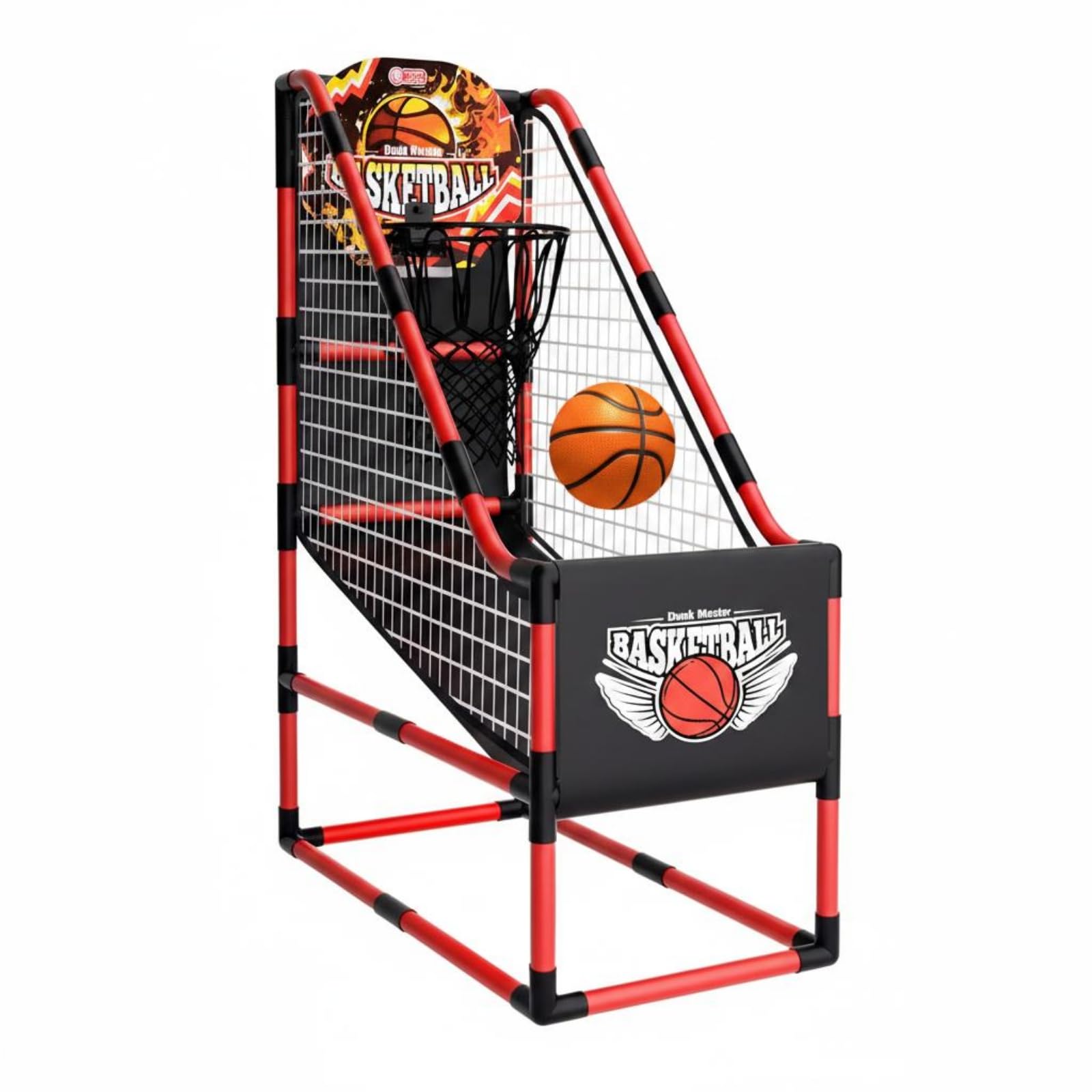 Gralara Canestro da Basket Bambini Set Gioco Basket Mini Canestro Cornice Autoportante Due Borsa a Rete Organizzazione in Plastica per Gioco Attivo Famiglia