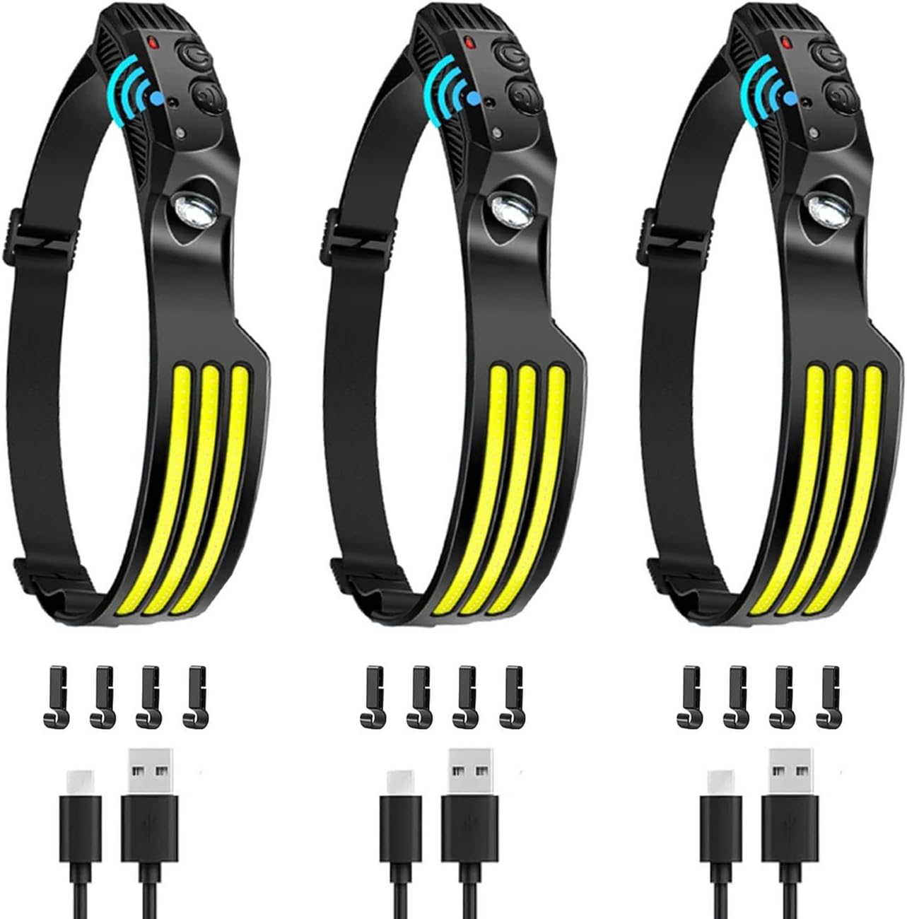 1~3PCS Ultimate Rechargeable Headlamp - Ideal for Hiking, Running, Repairing, Fishing, and Cycling - Essential Camping Gear - Powerful LED Head Lamp(3 Pack)