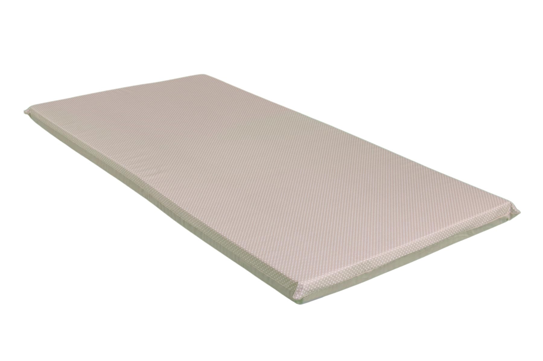 GHIOCUSCINI | Materasso Pieghevole per Culla CAMPEGGIO, Materasso Bambino 100% Cotone, Fantasia POIS NOCCIOLA, Sfoderabile e Lavabile, 60 x 120 cm, Alto 4.5 cm, Made in Italy