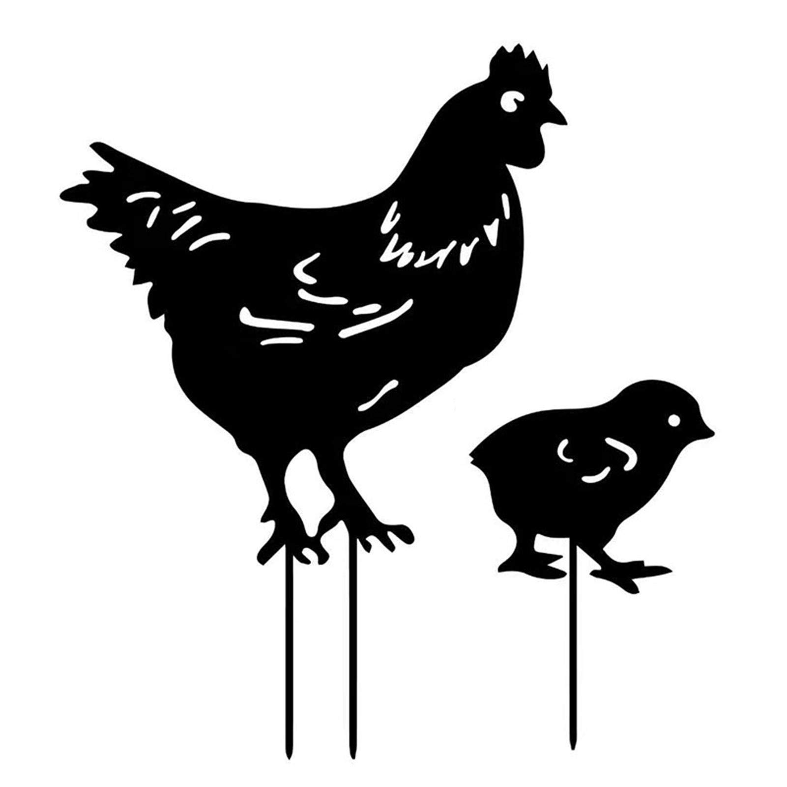 Popyes Statue Jardin Extérieur Poule Acrylique - Décoration Coq Poussin Pâques, Silhouette Piquet Jardin