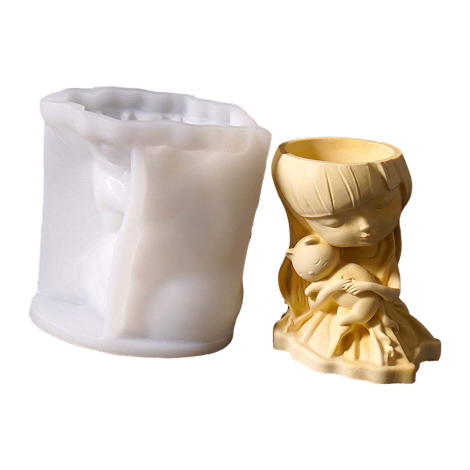 Moule en silicone pour pot de fleurs bougie savon motif chaton