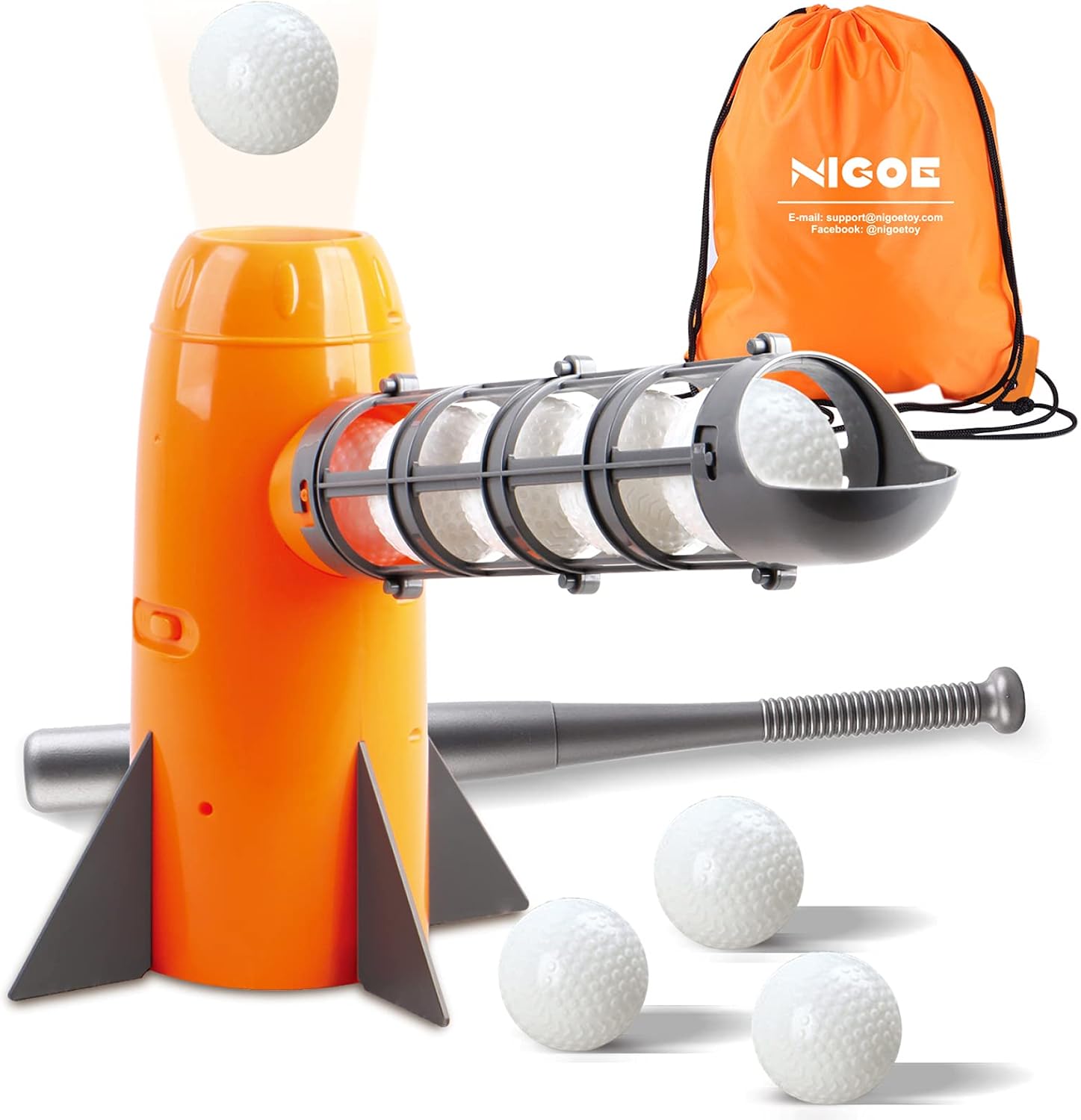 NIGOE CarlCard Baseball Pitching Machine Toys, Baseball Pitcher Sets, Automatic Ball Pitching Machine Includes 7 PP Baseballs & Extendable Ball Bat, Gifts for 5, 6, 7 Year Olds Kids, Boys & Girls : Toys & Games