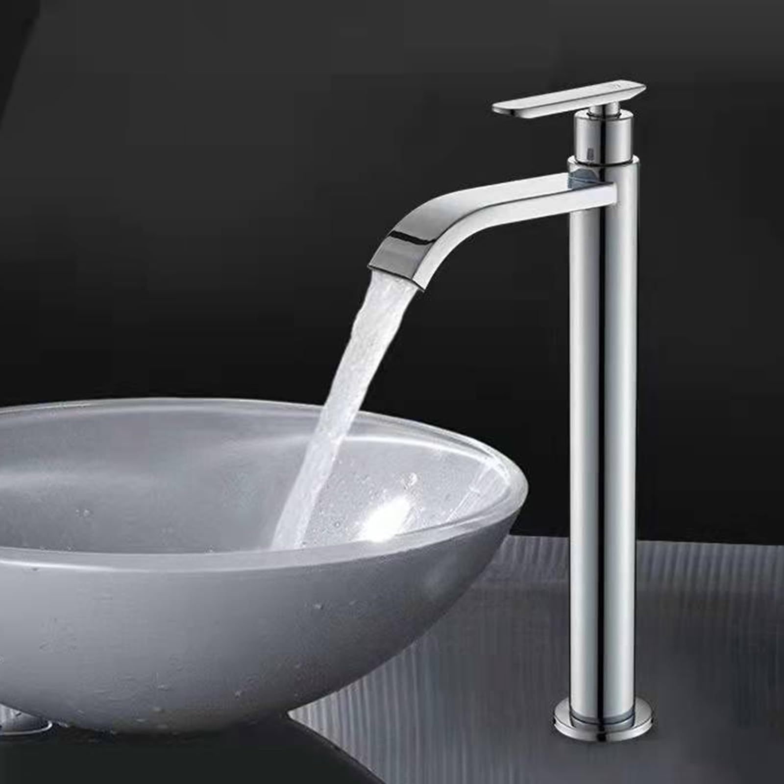 Wasserfall Wasserhahn Hoch Einloch Kaltwasserarmatur Aufsatzwaschbecken Armatur Aus Edelstahl,Chrom B