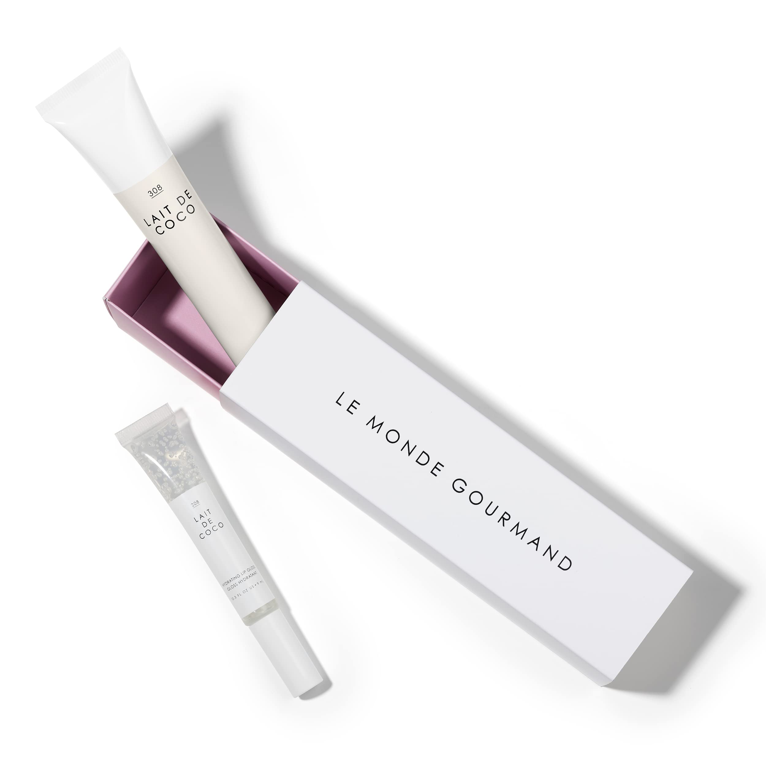 Le Monde Gourmand Lait de Coco Hand Cream and Le Gloss Set - Fresh, Creamy, Clean with Vanilla and Coconut Fragrance Notes