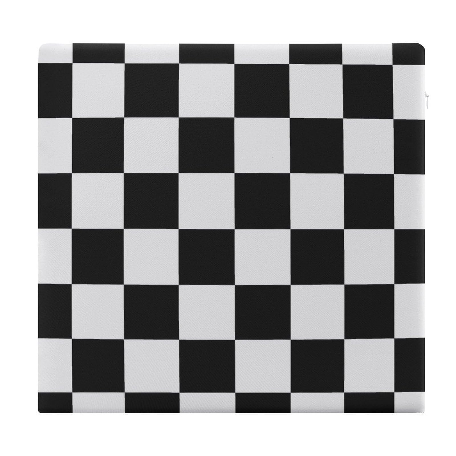 Cojín de asiento cuadrado de espuma viscoelástica a cuadros blanco y negro 38cm para silla